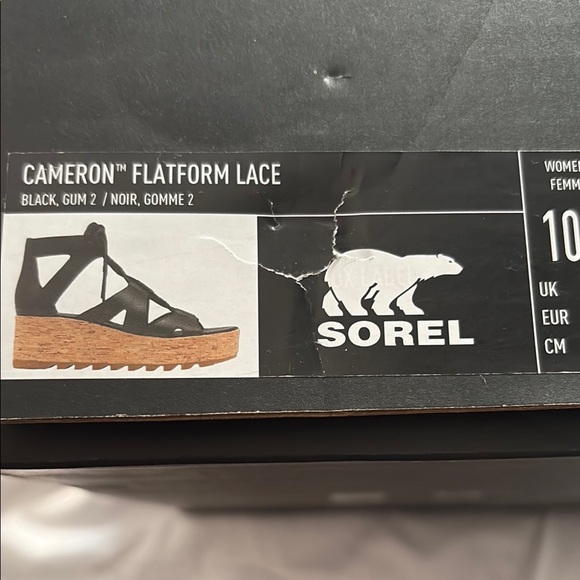 Sorel Shoes - Sorel Cameron Flatform Lace Sandals - Black and Tan